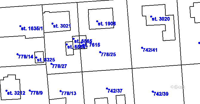 Parcela st. 778/25 v KÚ Havlíčkův Brod, Katastrální mapa
