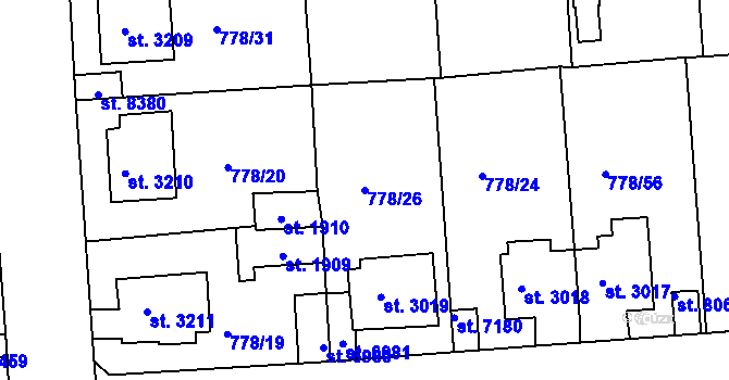 Parcela st. 778/26 v KÚ Havlíčkův Brod, Katastrální mapa