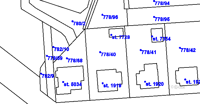 Parcela st. 778/40 v KÚ Havlíčkův Brod, Katastrální mapa