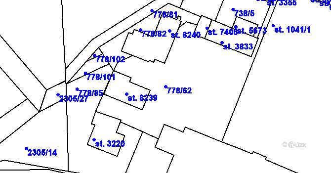 Parcela st. 778/62 v KÚ Havlíčkův Brod, Katastrální mapa
