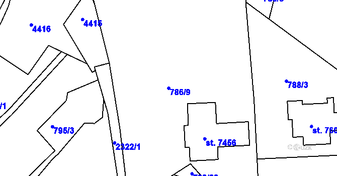 Parcela st. 786/9 v KÚ Havlíčkův Brod, Katastrální mapa