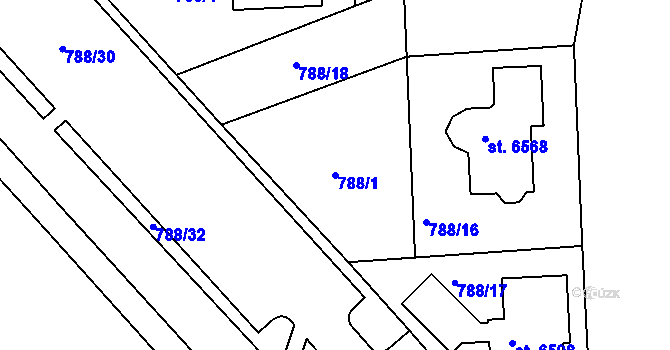 Parcela st. 788/1 v KÚ Havlíčkův Brod, Katastrální mapa