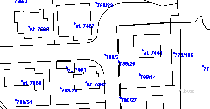 Parcela st. 788/2 v KÚ Havlíčkův Brod, Katastrální mapa