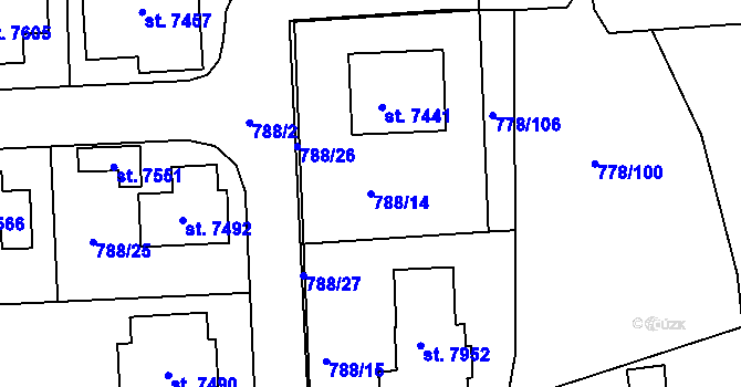 Parcela st. 788/14 v KÚ Havlíčkův Brod, Katastrální mapa