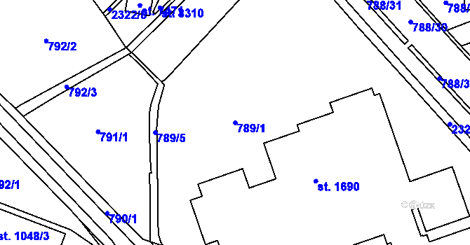 Parcela st. 789/1 v KÚ Havlíčkův Brod, Katastrální mapa