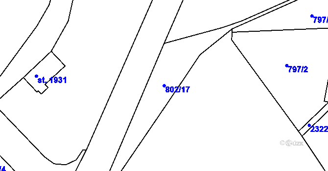 Parcela st. 802/17 v KÚ Havlíčkův Brod, Katastrální mapa