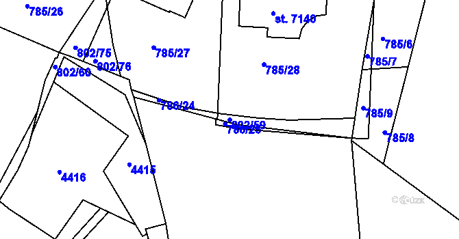 Parcela st. 802/59 v KÚ Havlíčkův Brod, Katastrální mapa