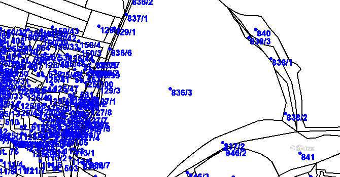 Parcela st. 836/3 v KÚ Havlíčkův Brod, Katastrální mapa