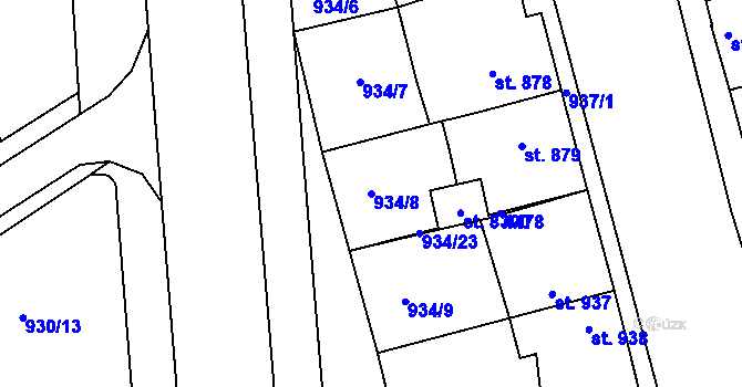 Parcela st. 934/8 v KÚ Havlíčkův Brod, Katastrální mapa