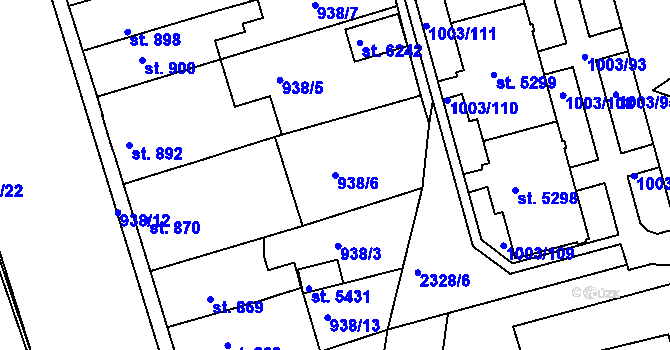 Parcela st. 938/6 v KÚ Havlíčkův Brod, Katastrální mapa
