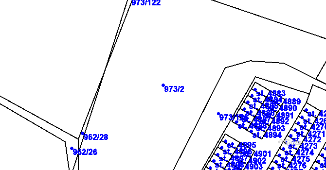 Parcela st. 973/2 v KÚ Havlíčkův Brod, Katastrální mapa