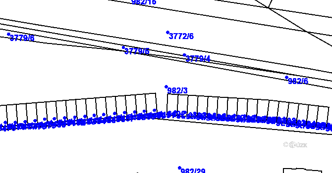 Parcela st. 982/3 v KÚ Havlíčkův Brod, Katastrální mapa