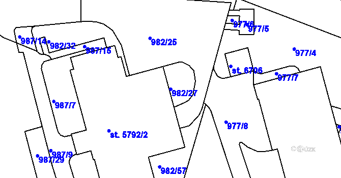 Parcela st. 982/27 v KÚ Havlíčkův Brod, Katastrální mapa
