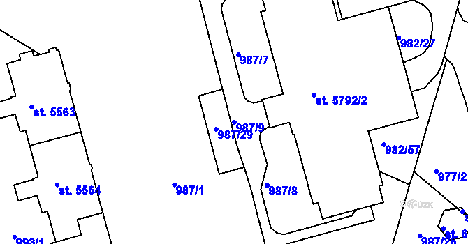 Parcela st. 987/9 v KÚ Havlíčkův Brod, Katastrální mapa