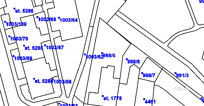 Parcela st. 998/5 v KÚ Havlíčkův Brod, Katastrální mapa