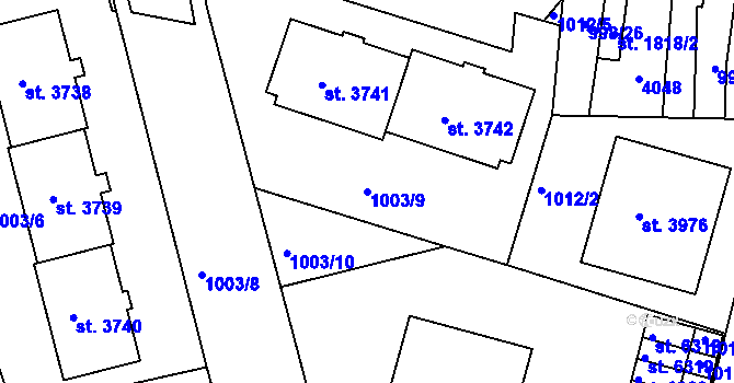 Parcela st. 1003/9 v KÚ Havlíčkův Brod, Katastrální mapa