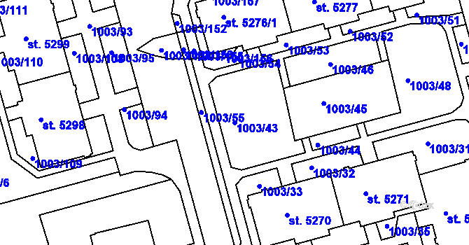 Parcela st. 1003/43 v KÚ Havlíčkův Brod, Katastrální mapa
