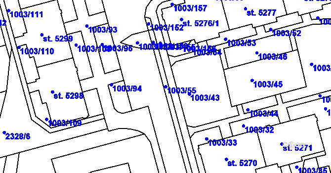 Parcela st. 1003/55 v KÚ Havlíčkův Brod, Katastrální mapa