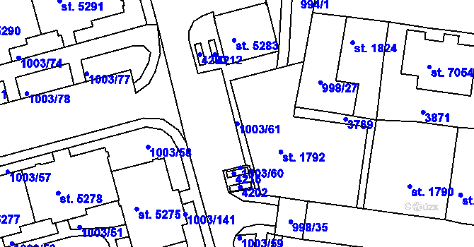 Parcela st. 1003/61 v KÚ Havlíčkův Brod, Katastrální mapa