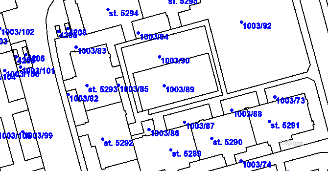 Parcela st. 1003/89 v KÚ Havlíčkův Brod, Katastrální mapa