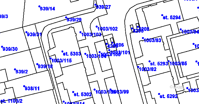 Parcela st. 1003/100 v KÚ Havlíčkův Brod, Katastrální mapa
