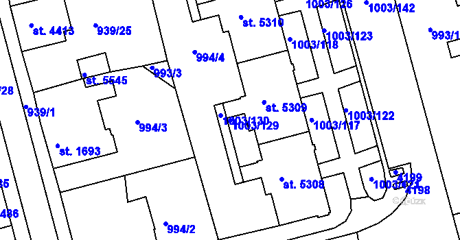 Parcela st. 1003/129 v KÚ Havlíčkův Brod, Katastrální mapa