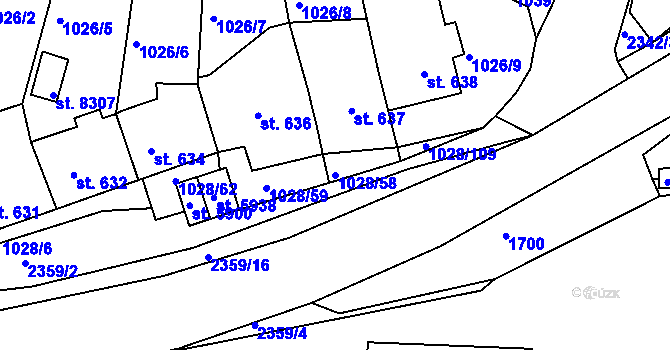 Parcela st. 1028/58 v KÚ Havlíčkův Brod, Katastrální mapa