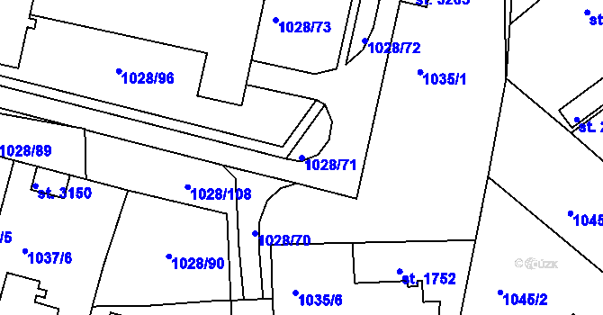 Parcela st. 1028/71 v KÚ Havlíčkův Brod, Katastrální mapa