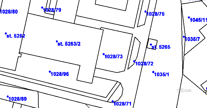 Parcela st. 1028/73 v KÚ Havlíčkův Brod, Katastrální mapa