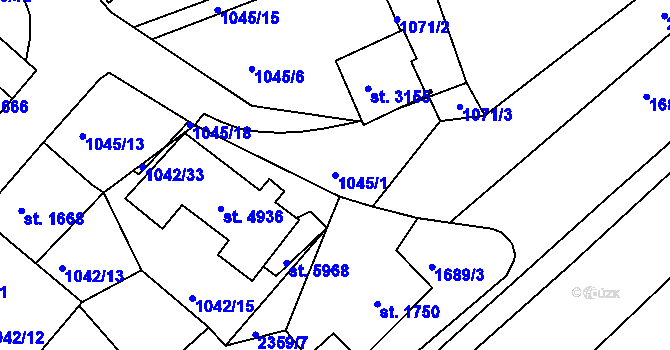 Parcela st. 1045/1 v KÚ Havlíčkův Brod, Katastrální mapa