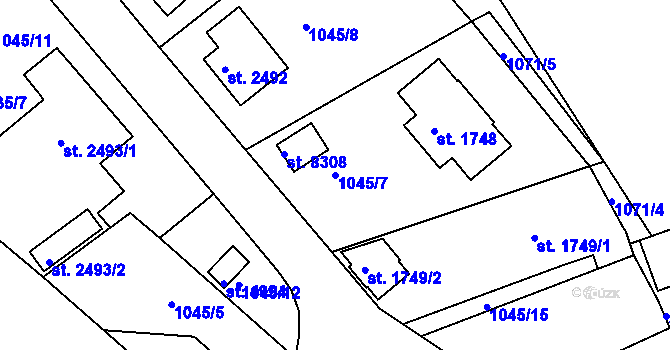 Parcela st. 1045/7 v KÚ Havlíčkův Brod, Katastrální mapa