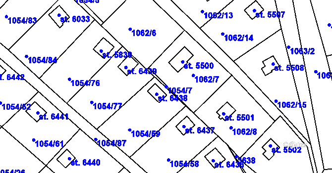 Parcela st. 1054/7 v KÚ Havlíčkův Brod, Katastrální mapa