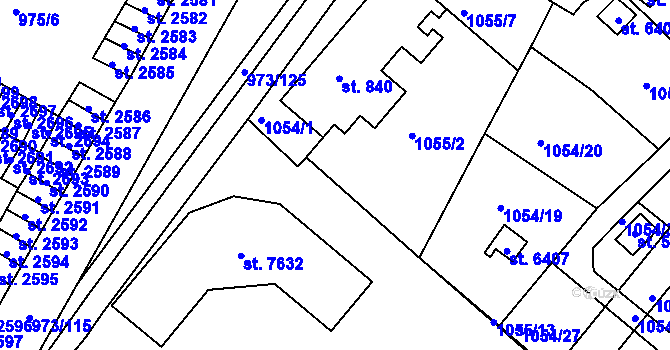 Parcela st. 1055/5 v KÚ Havlíčkův Brod, Katastrální mapa
