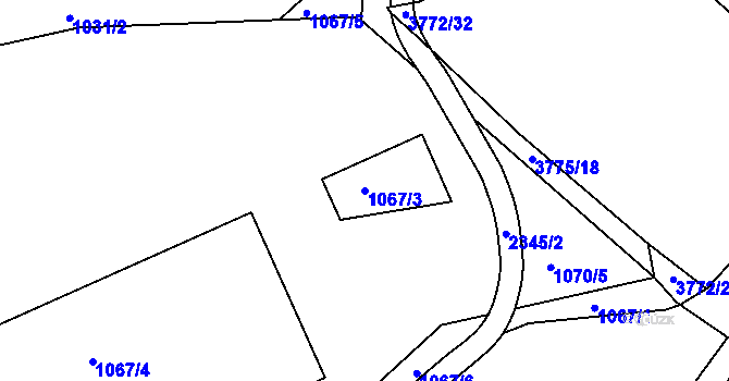 Parcela st. 1067/3 v KÚ Havlíčkův Brod, Katastrální mapa