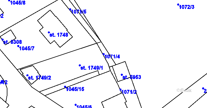 Parcela st. 1071/4 v KÚ Havlíčkův Brod, Katastrální mapa