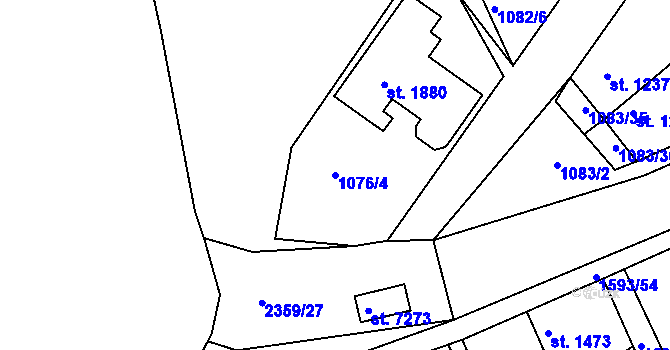 Parcela st. 1076/4 v KÚ Havlíčkův Brod, Katastrální mapa