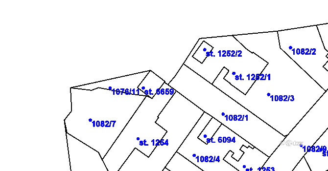 Parcela st. 1076/5 v KÚ Havlíčkův Brod, Katastrální mapa
