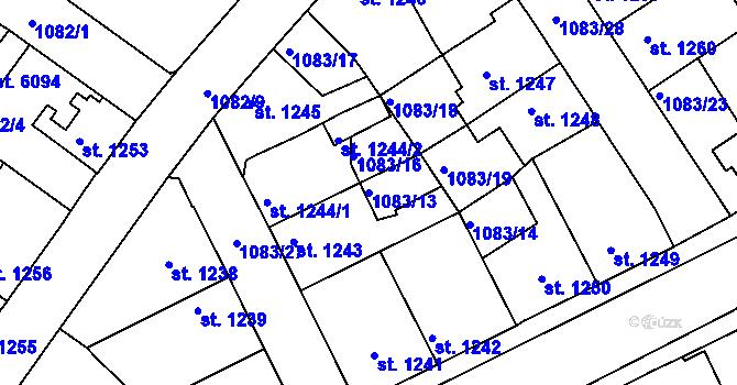 Parcela st. 1083/13 v KÚ Havlíčkův Brod, Katastrální mapa