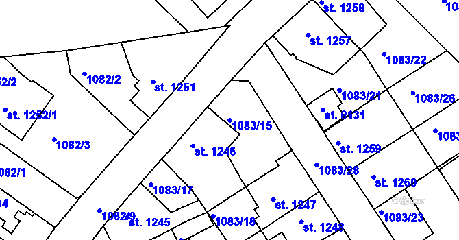 Parcela st. 1083/15 v KÚ Havlíčkův Brod, Katastrální mapa