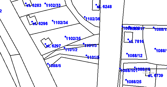 Parcela st. 1101/3 v KÚ Havlíčkův Brod, Katastrální mapa