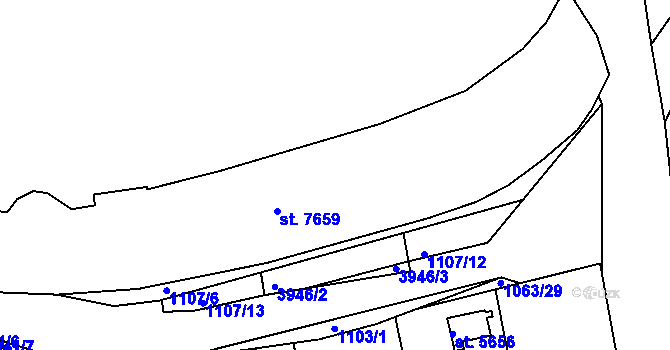 Parcela st. 1107/5 v KÚ Havlíčkův Brod, Katastrální mapa