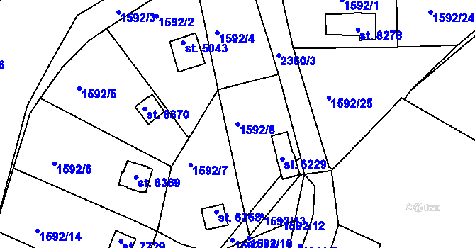 Parcela st. 1592/8 v KÚ Havlíčkův Brod, Katastrální mapa