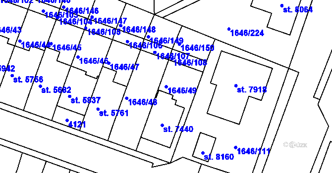 Parcela st. 1646/49 v KÚ Havlíčkův Brod, Katastrální mapa