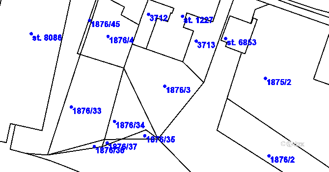 Parcela st. 1876/3 v KÚ Havlíčkův Brod, Katastrální mapa