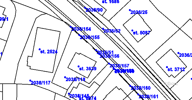 Parcela st. 2036/51 v KÚ Havlíčkův Brod, Katastrální mapa
