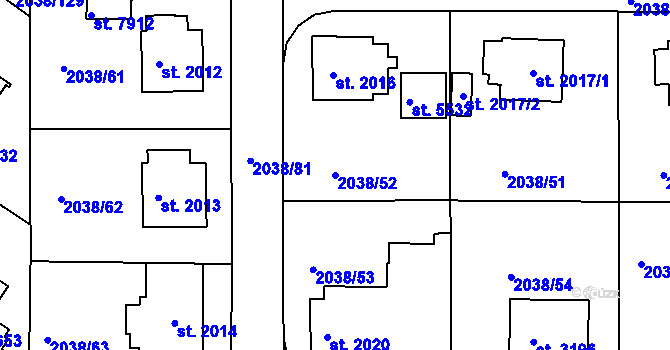 Parcela st. 2038/52 v KÚ Havlíčkův Brod, Katastrální mapa