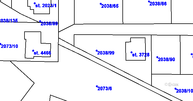 Parcela st. 2038/99 v KÚ Havlíčkův Brod, Katastrální mapa