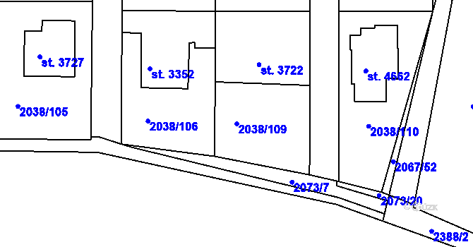 Parcela st. 2038/109 v KÚ Havlíčkův Brod, Katastrální mapa