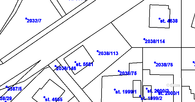 Parcela st. 2038/113 v KÚ Havlíčkův Brod, Katastrální mapa