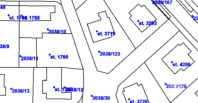 Parcela st. 2038/123 v KÚ Havlíčkův Brod, Katastrální mapa